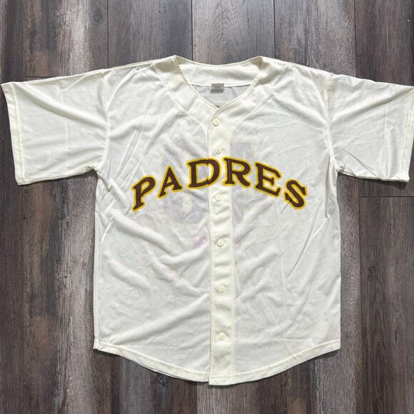 San Diego Padres 40th Anniversary 2009 Pet Co Sga Button Down Cream Jersey XL - Picture 1 of 14